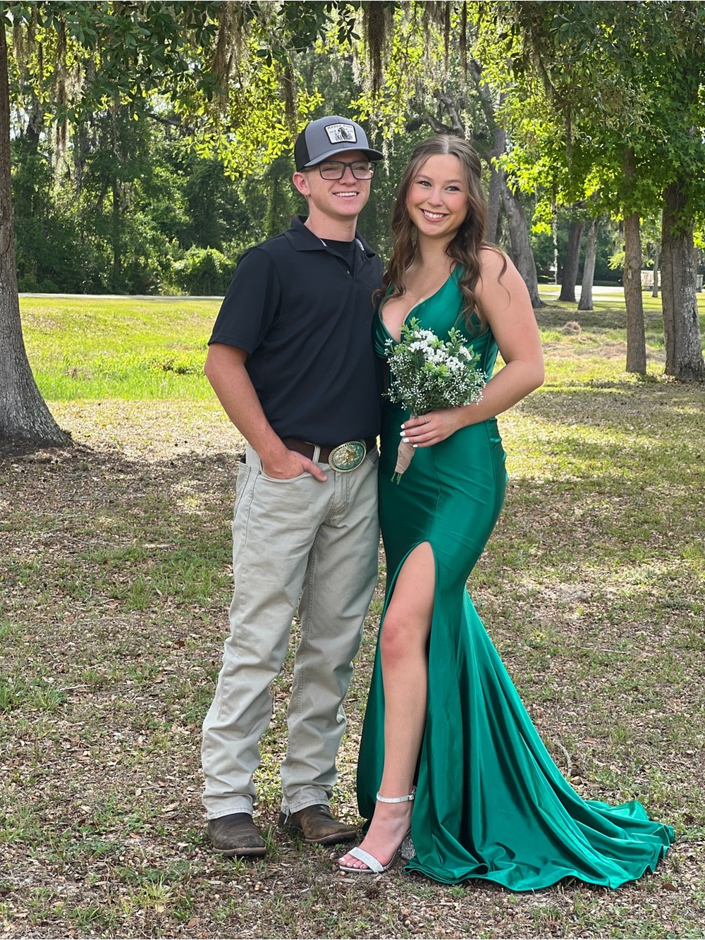 Emerald Green Satin Mermaid Evening or Prom Dress Size 4